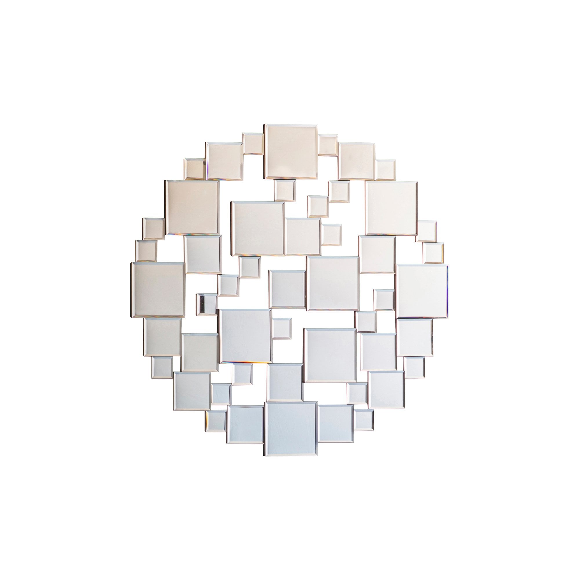 Mura Lake Abstract Round Wall Mirror - Bevelled Edge