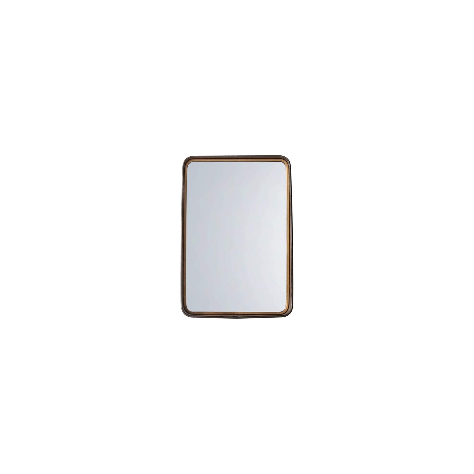 Mura Langley Tapered Frame Rectangle Wall Mirror - Matt Black & Aged Gold Paint