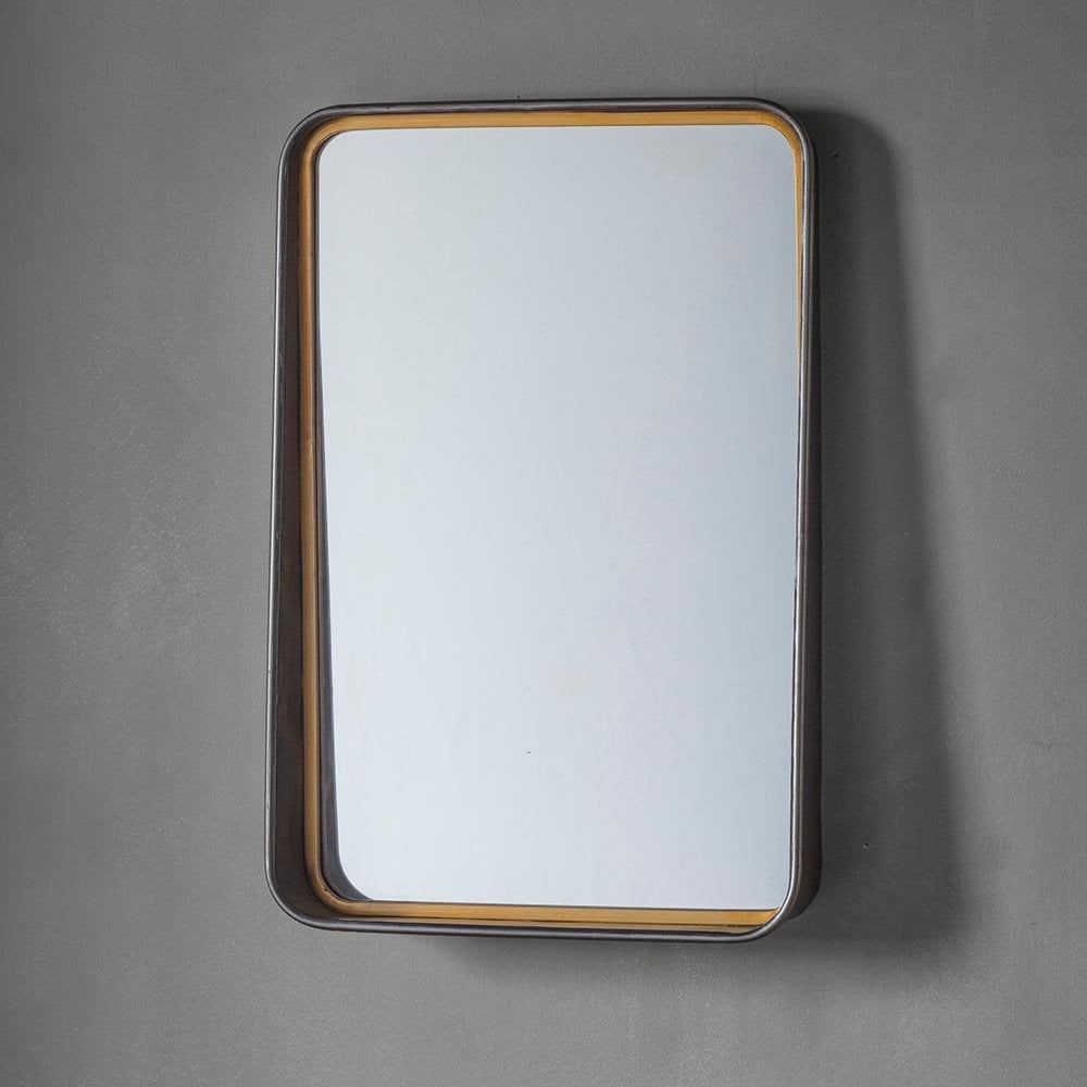 Mura Langley Tapered Frame Rectangle Wall Mirror - Matt Black & Aged Gold Paint
