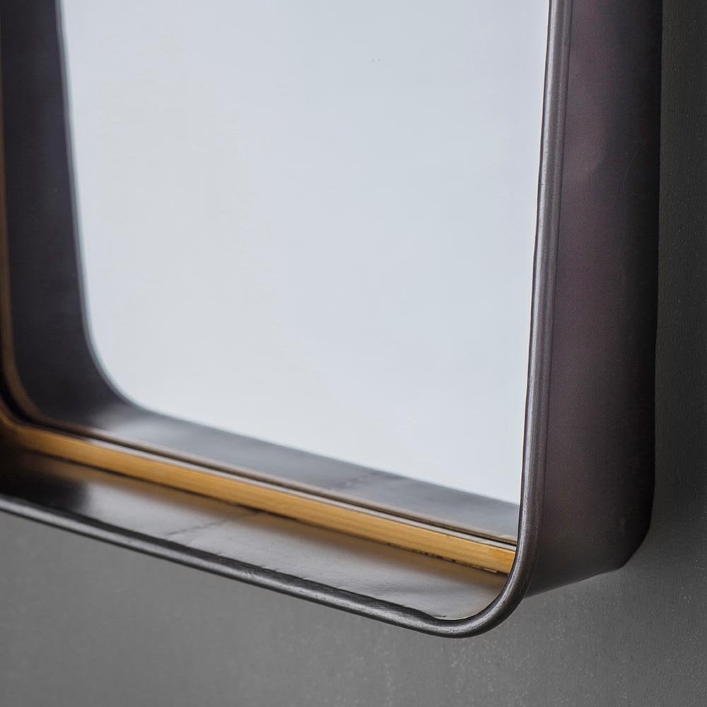 Mura Langley Tapered Frame Rectangle Wall Mirror - Matt Black & Aged Gold Paint