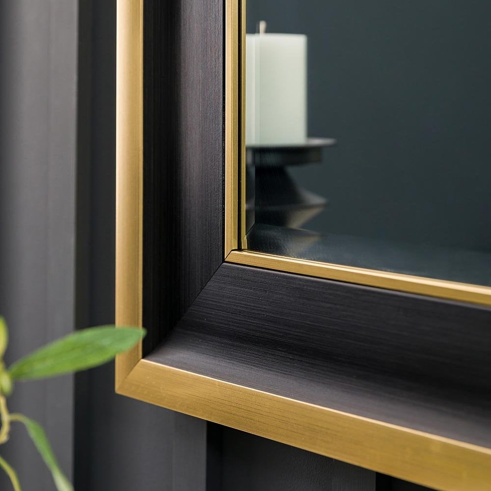 Mura Henley Rectangle Medium Wall Mirror - Matt Black & Gold