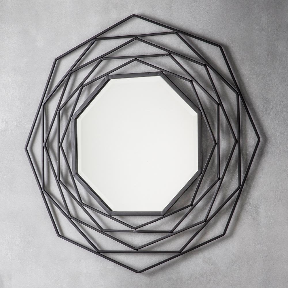 Mura Clifton Octagon Wall Mirror - Matt Black