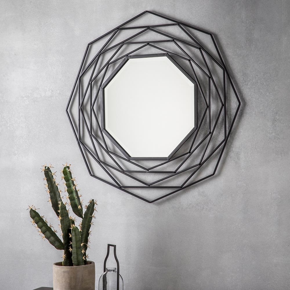 Mura Clifton Octagon Wall Mirror - Matt Black