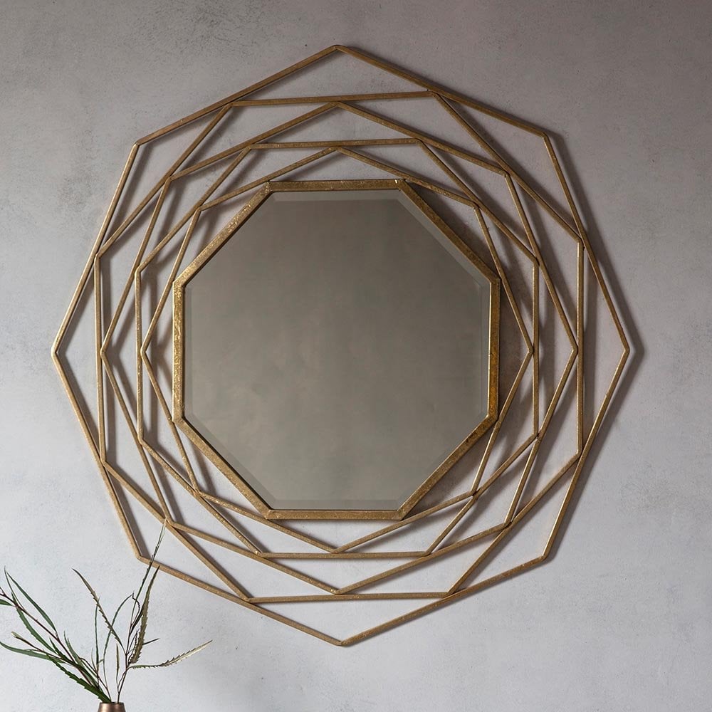 Mura Clifton Octagon Wall Mirror - Satin Gold