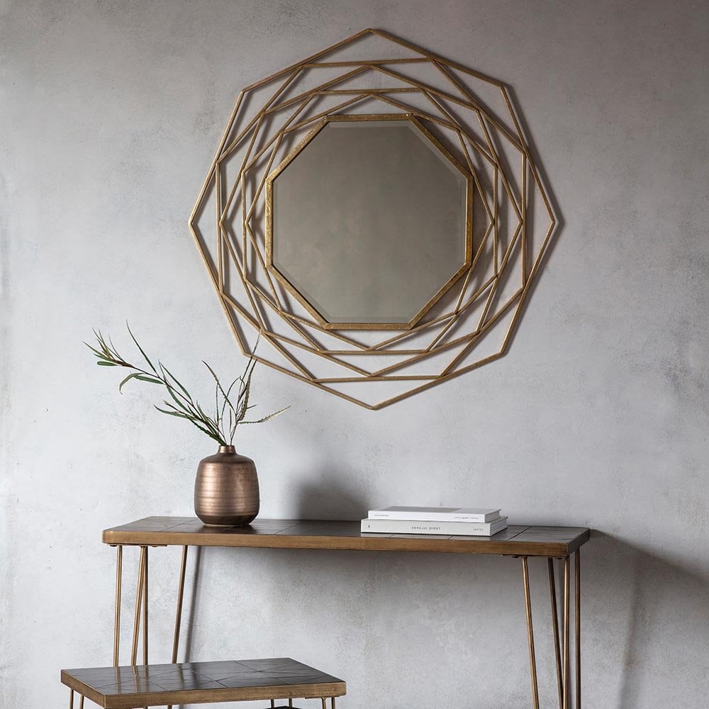 Mura Clifton Octagon Wall Mirror - Satin Gold