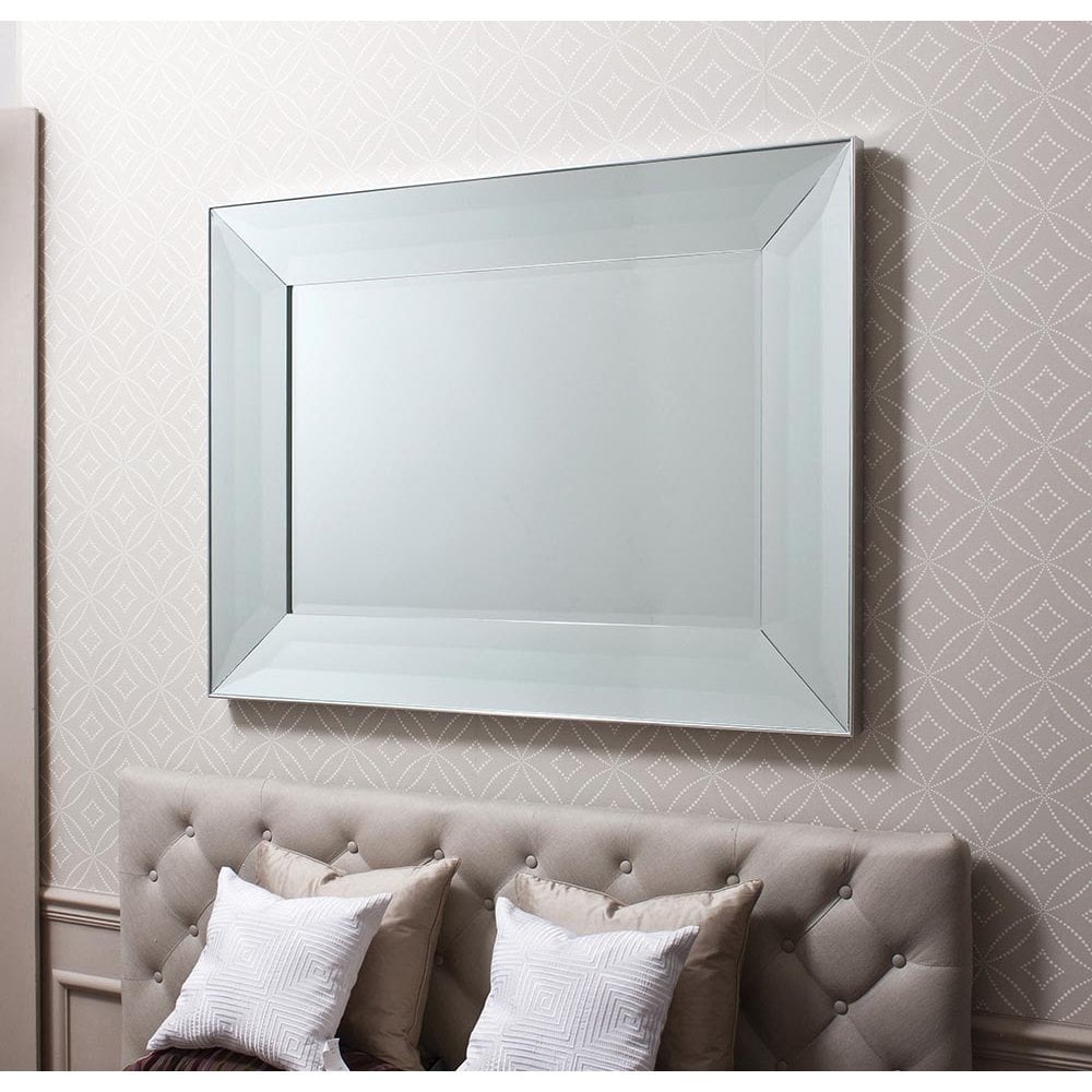 Mura Havelock Rectangle Wall Mirror - Satin Silver