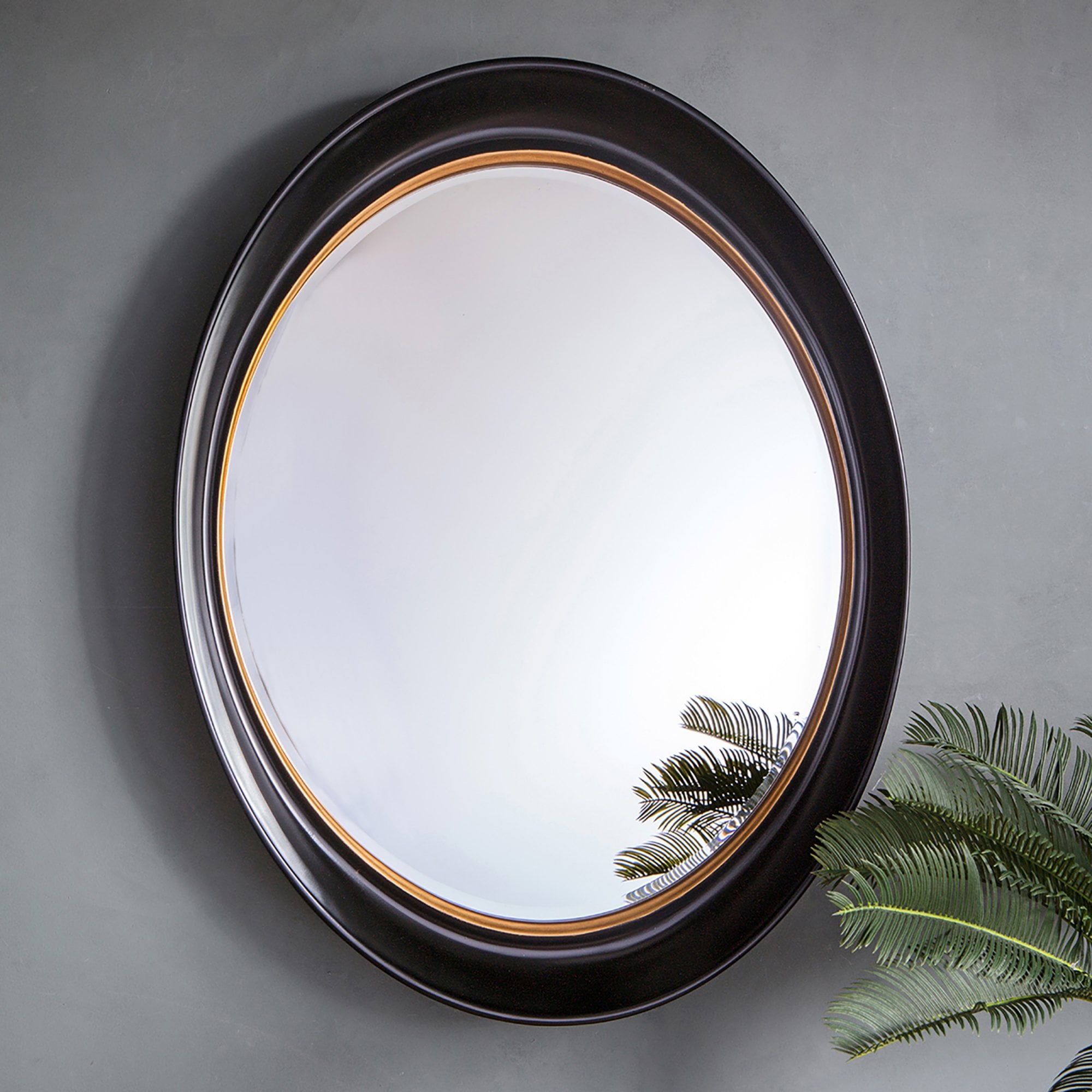 Mura Lincoln Oval Wall Mirror - Black