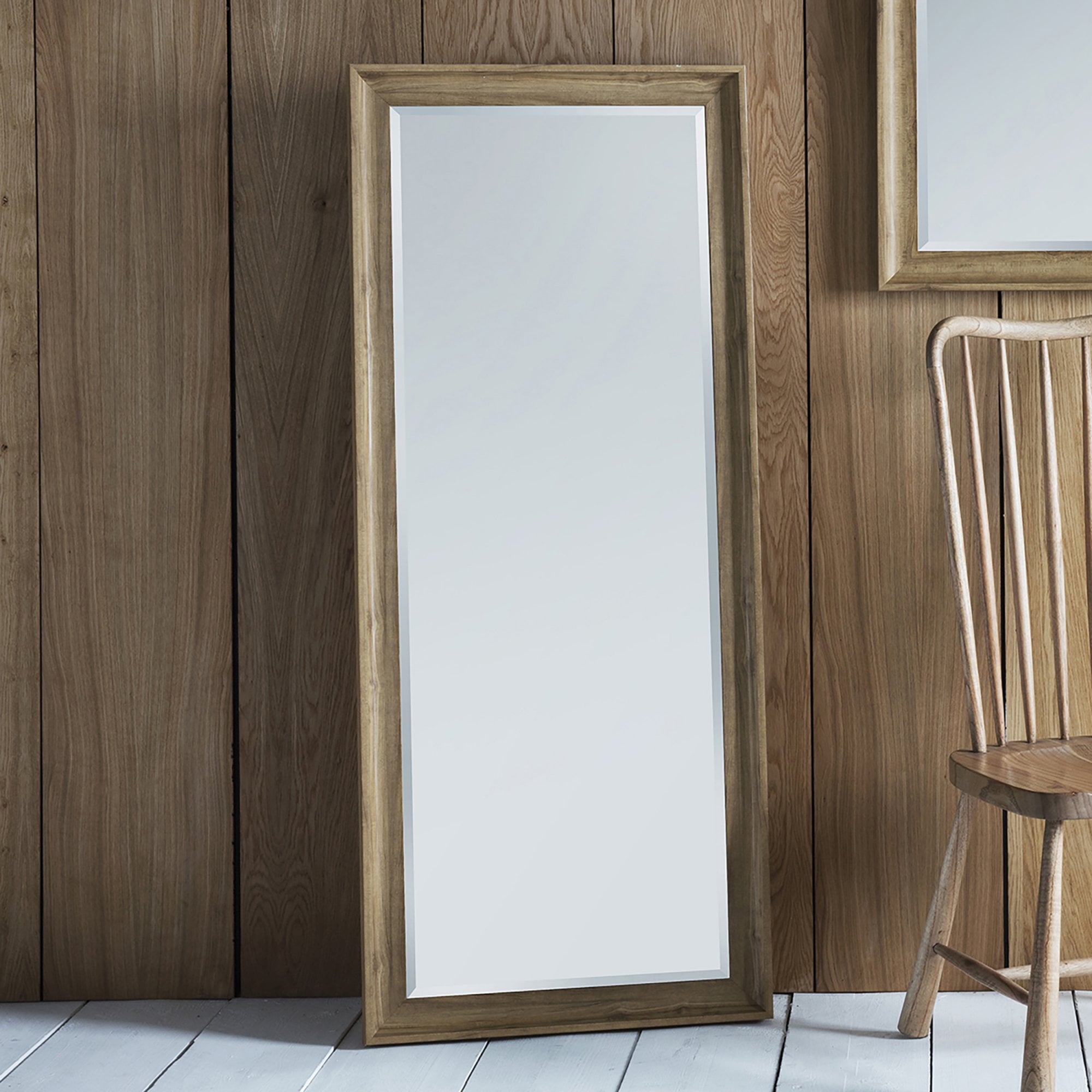 Mura Royal Full Length Leaner Mirror - Oak Effect Wood