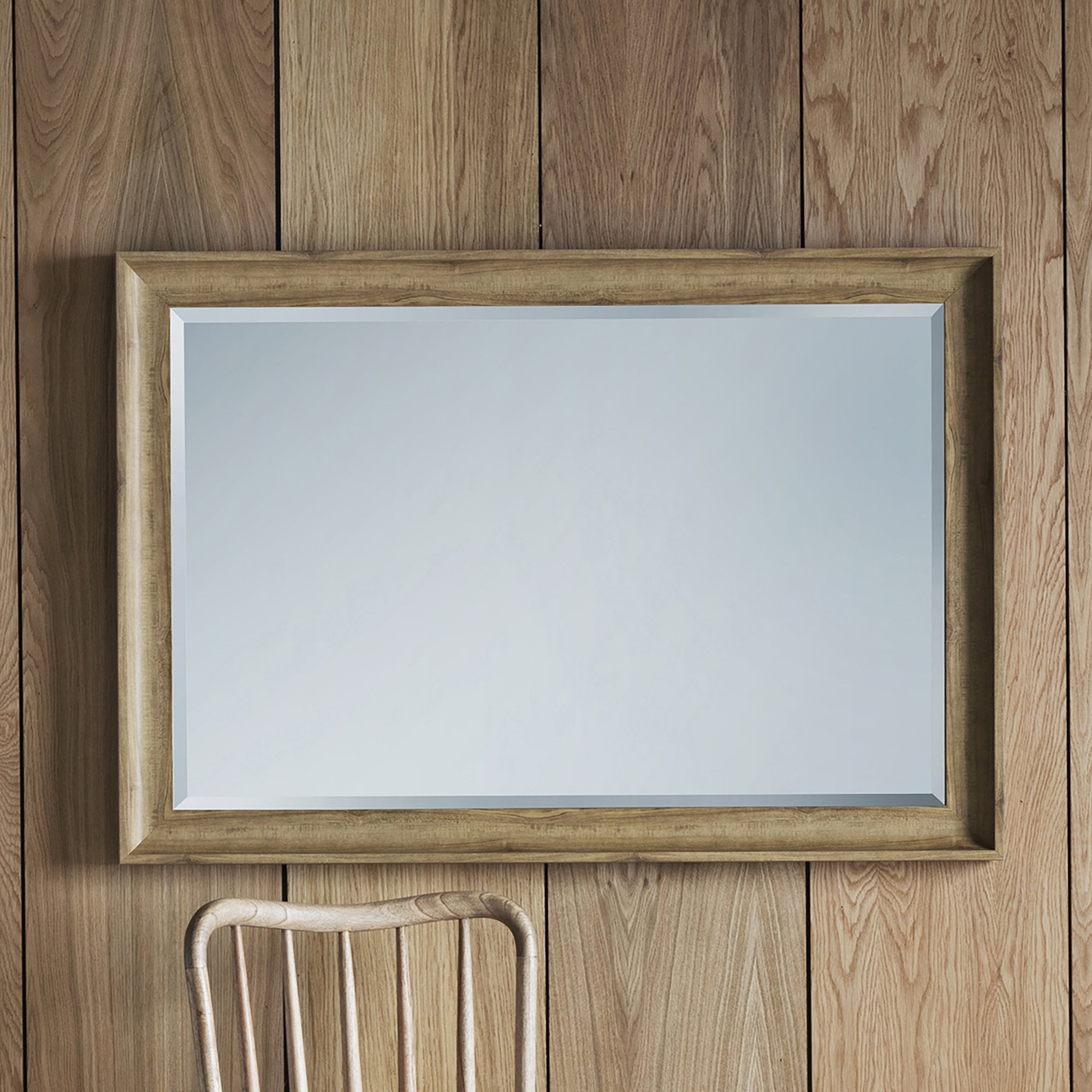 Mura Royal Rectangle Wall Mirror - Oak Effect Wood