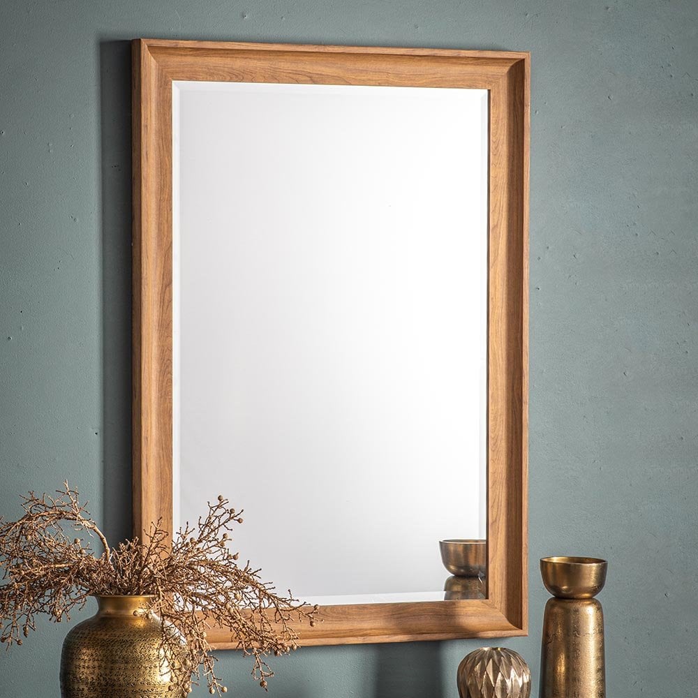 Mura Royal Rectangle Wall Mirror - Oak Effect Wood