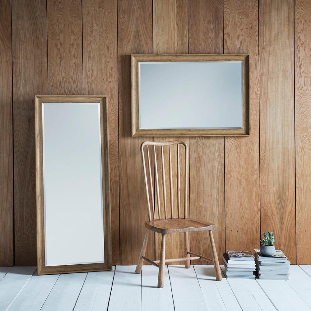Mura Royal Rectangle Wall Mirror - Oak Effect Wood