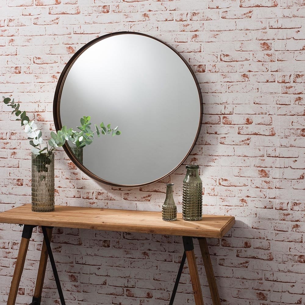 Mura Berwick Round Wall Mirror - Aged Bronze