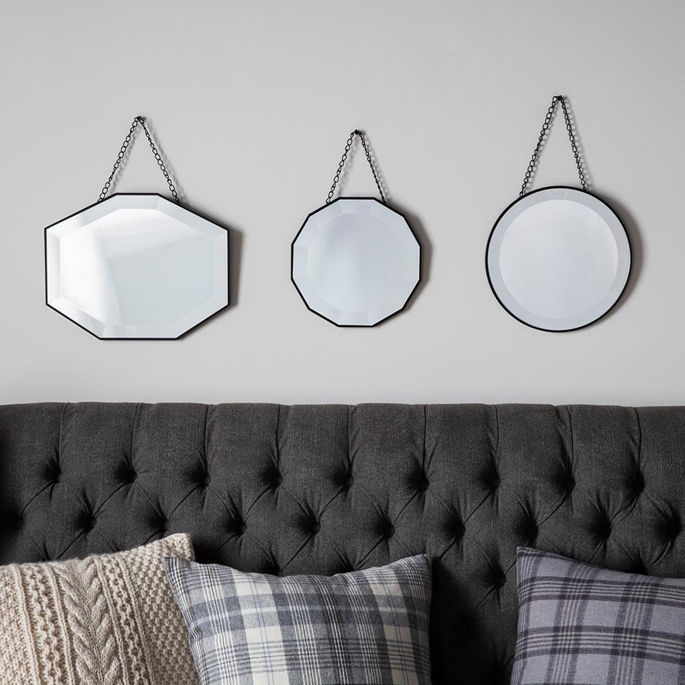 Mura Anzac 3 Scatter Wall Mirrors - Matt Black