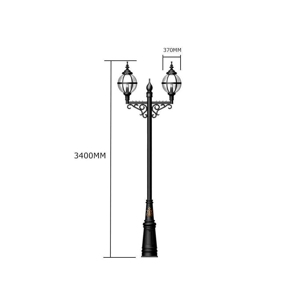 Harte Victorian Style 2.74m Globe Lamp Post Double Headed - Cast Iron