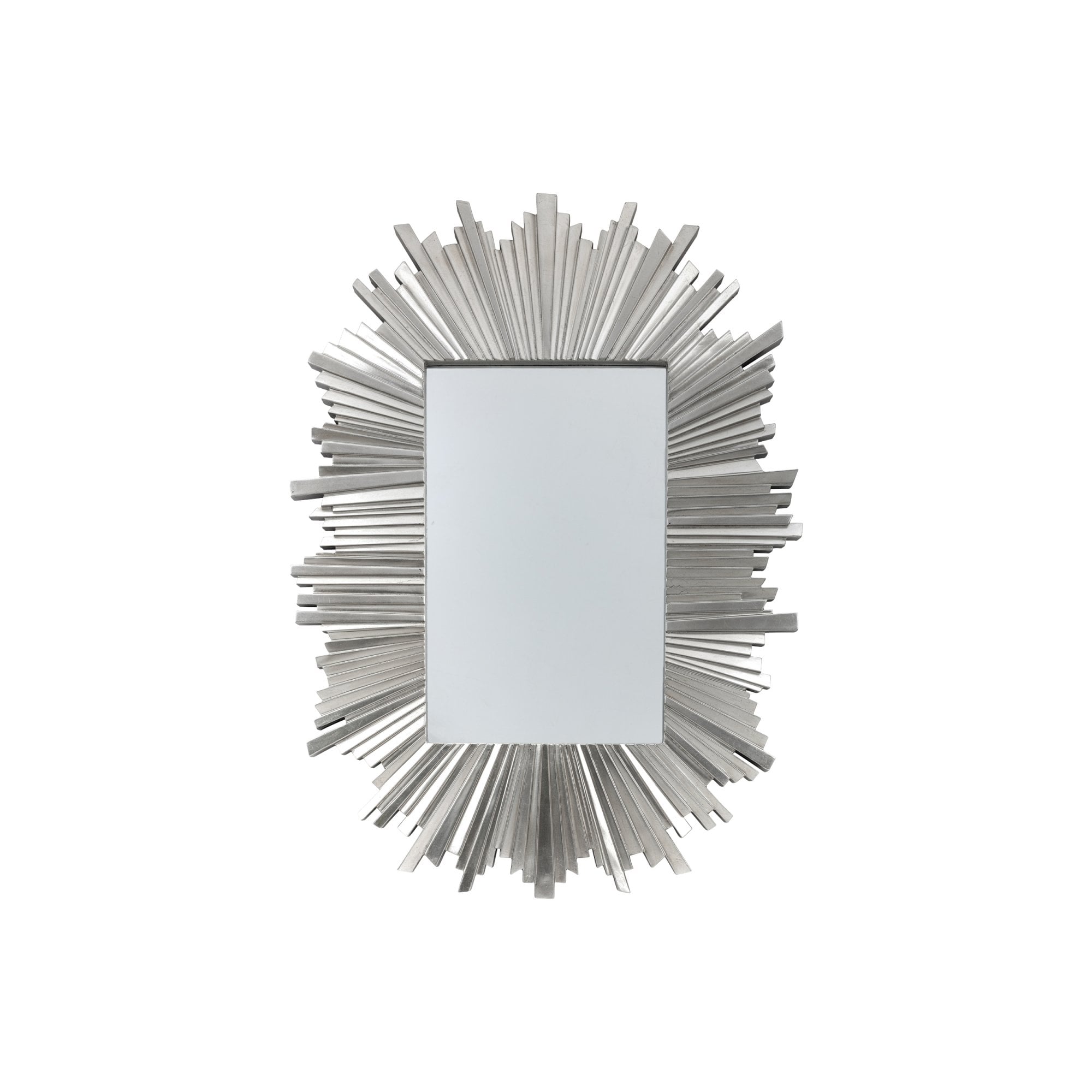 Mura Brisbane Star Burst Rectangle Wall Mirror - Antique Silver