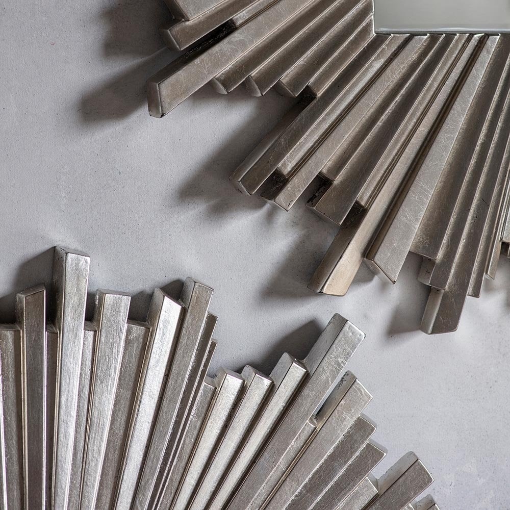 Mura Brisbane Star Burst Round Wall Mirror - Antique Silver