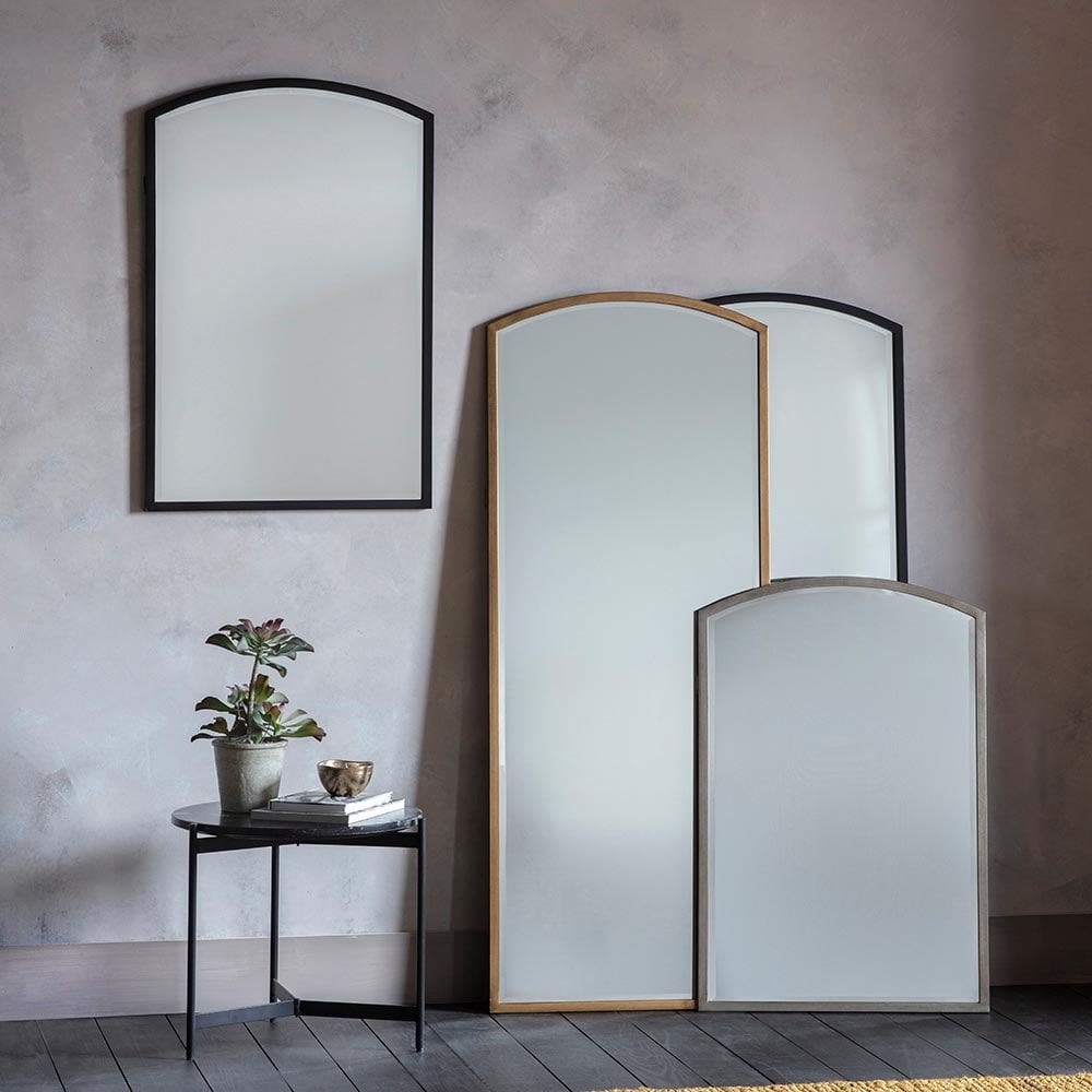 Mura Oxford Tall Arch Full Length Wall Mirror - Aged Black