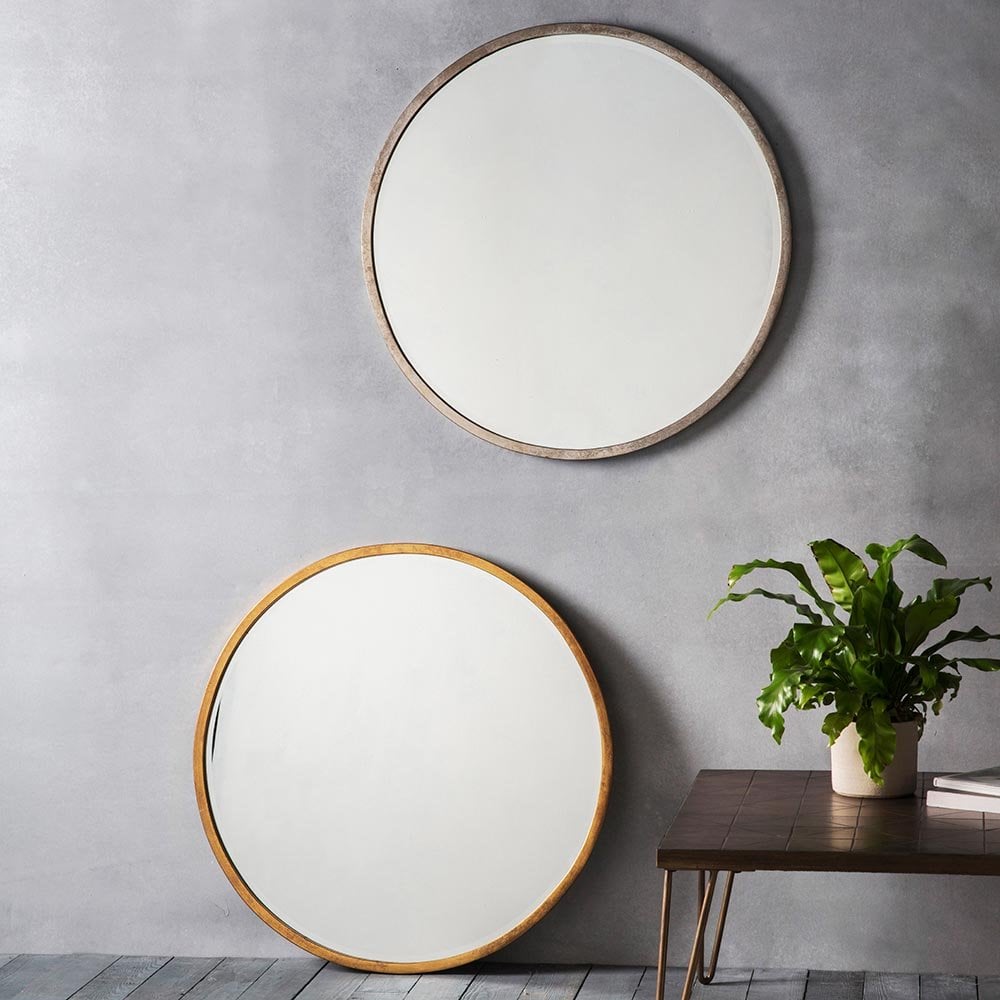 Mura Oxford Large Round Wall Mirror - Antique Silver