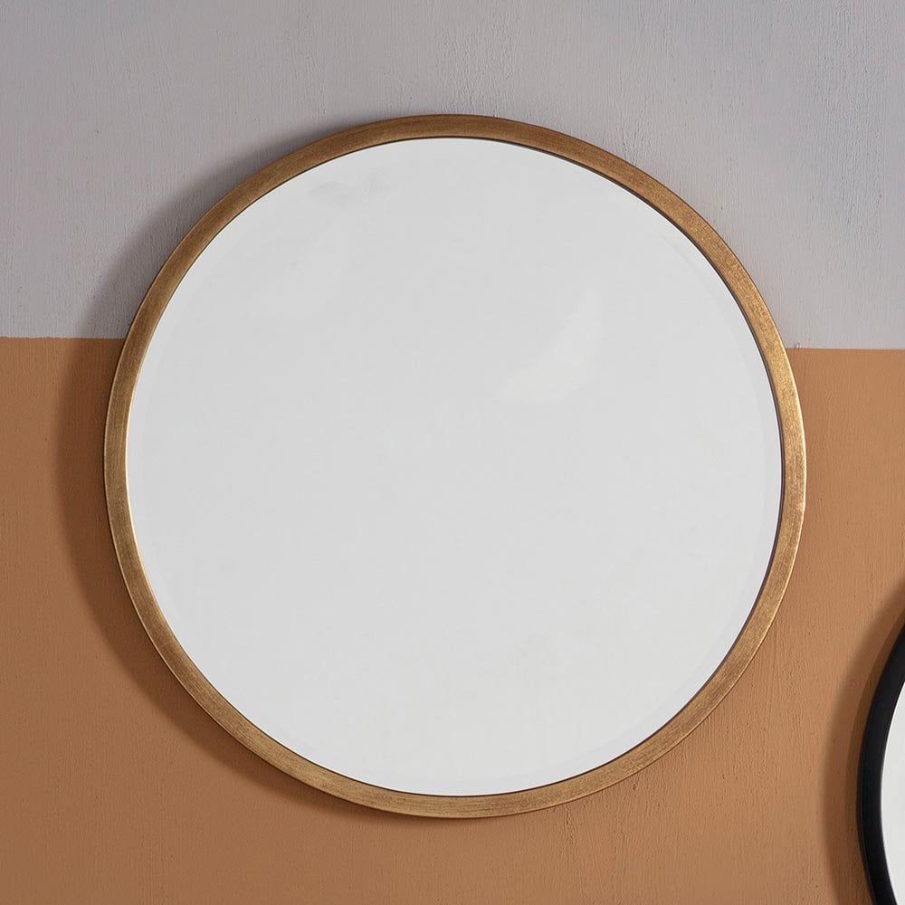 Mura Oxford Medium Round Wall Mirror - Antique Gold