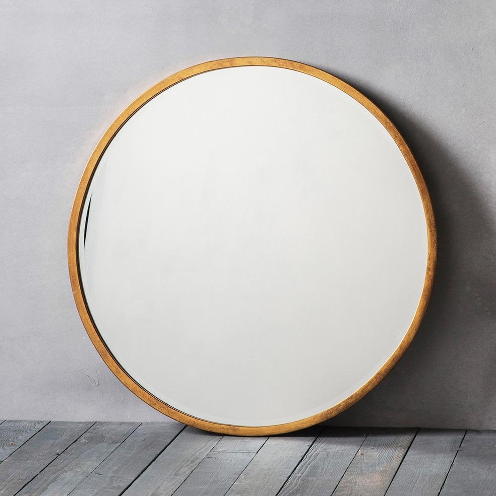 Mura Oxford Large Round Wall Mirror - Antique Gold