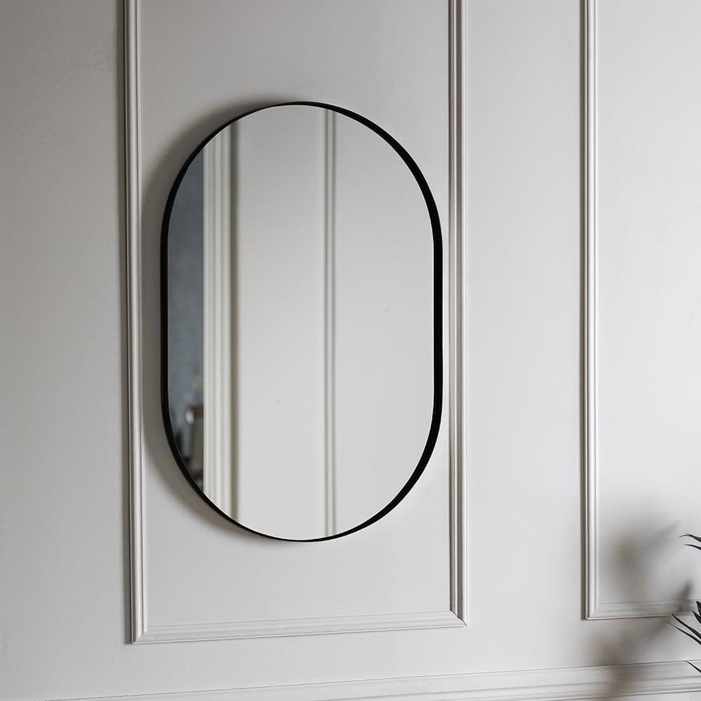 Mura Albert Ellipse Wall Mirror - Matt Black