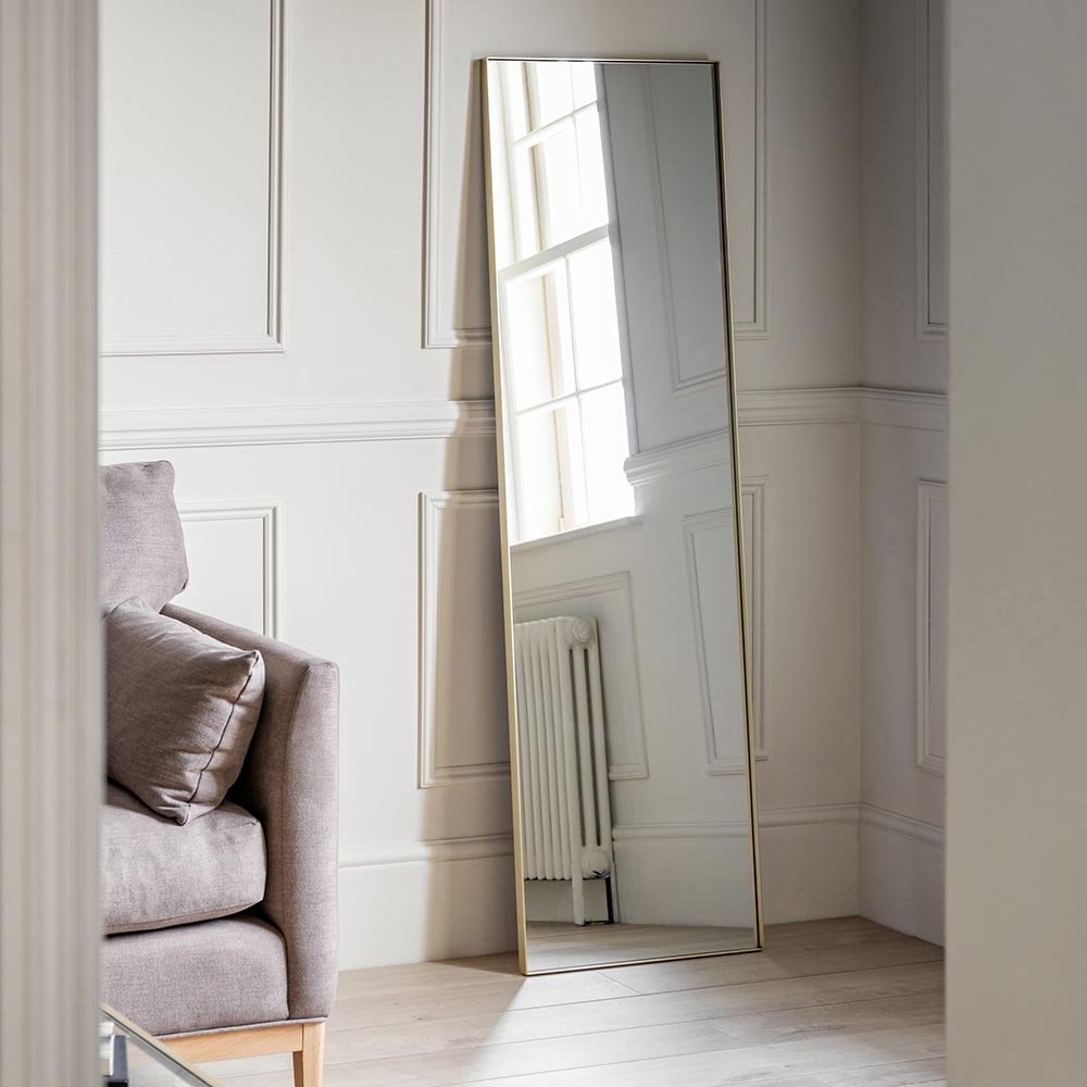 Mura Albert Rectangle Full Length Leaner Mirror - Champagne Gold Paint