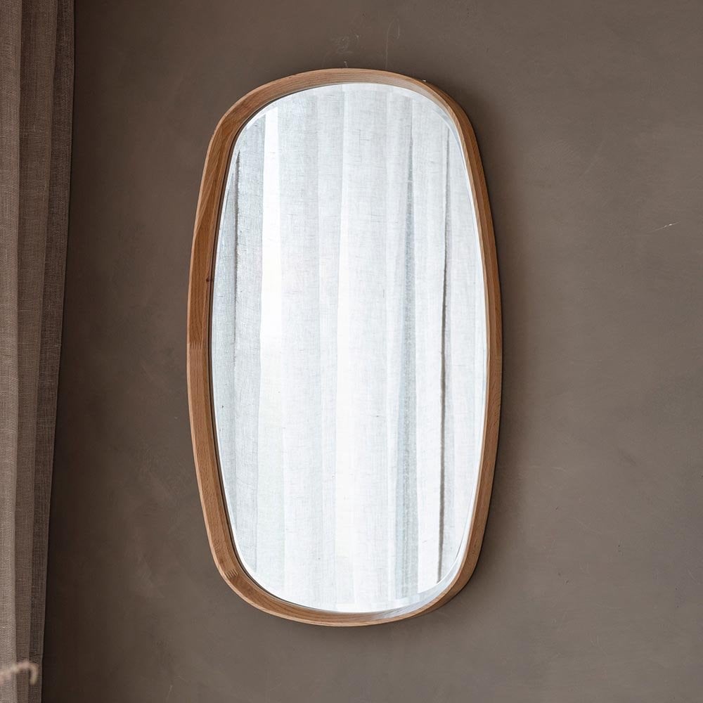 Mura Harold Ellipse Wall Mirror - Solid Oak