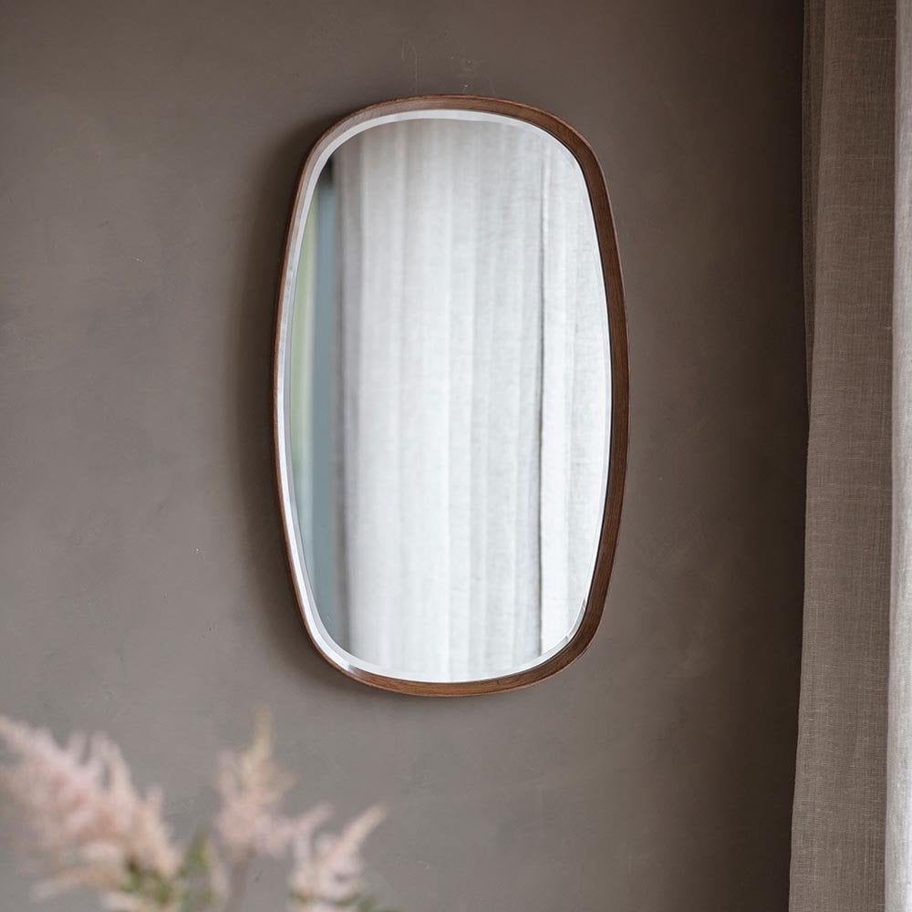 Mura Harold Ellipse Wall Mirror - Walnut Stained Wood