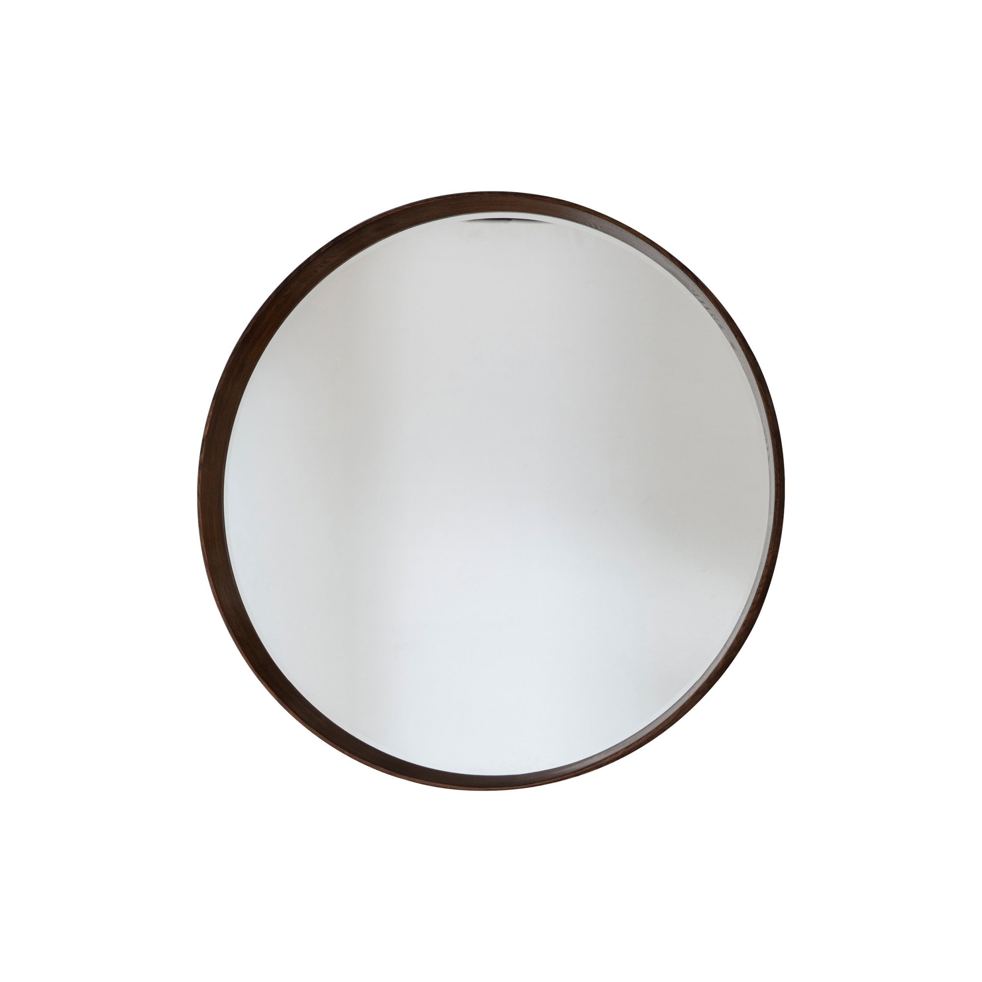 Mura Harold Large Round Wall Mirror - Walnut Stained Wood