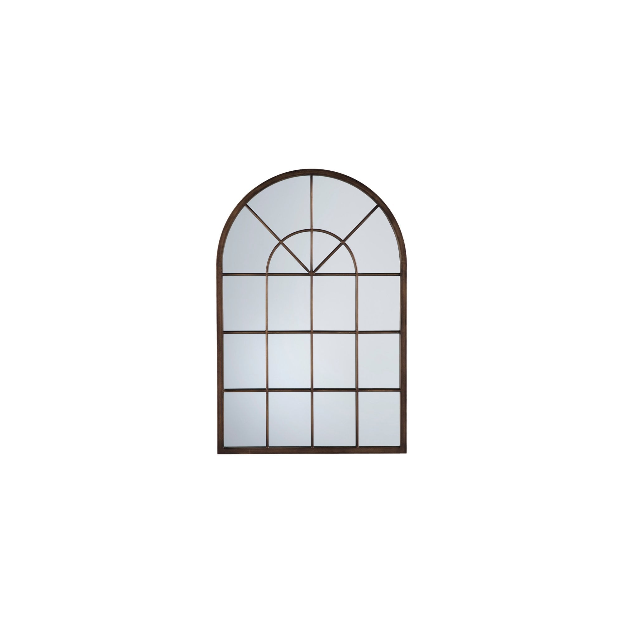 Mura Thelma Arch Window Wall Mirror - Aged Bronze Paint