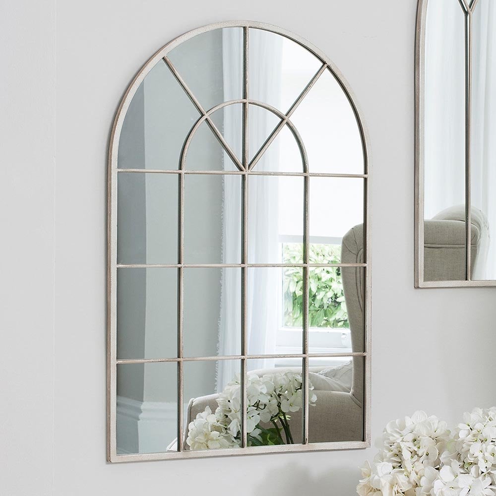 Mura Thelma Arch Window Wall Mirror - Vintage Cream