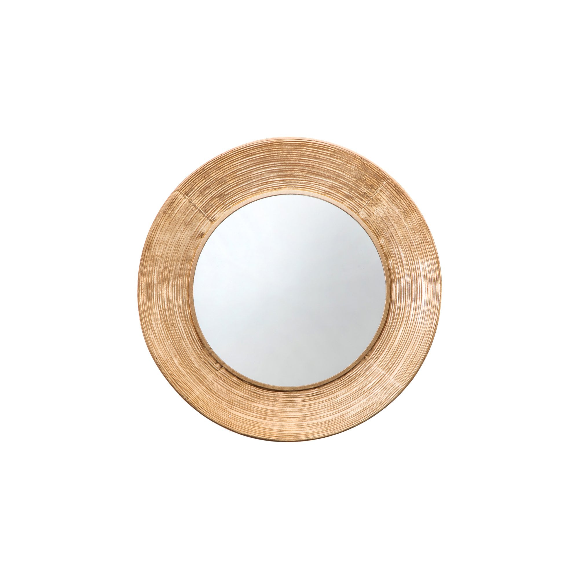 Mura Chatsworth Concaved Frame Round Wall Mirror - Aged Gold