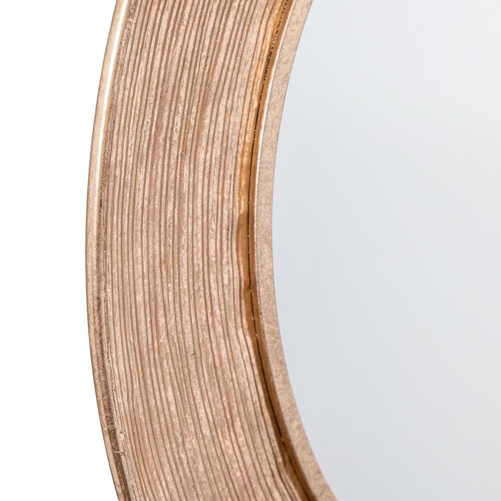 Mura Chatsworth Concaved Frame Round Wall Mirror - Aged Gold