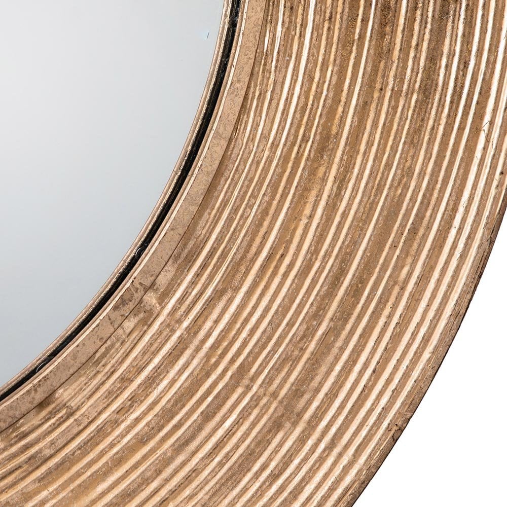 Mura Chatsworth Concaved Frame Round Wall Mirror - Aged Gold