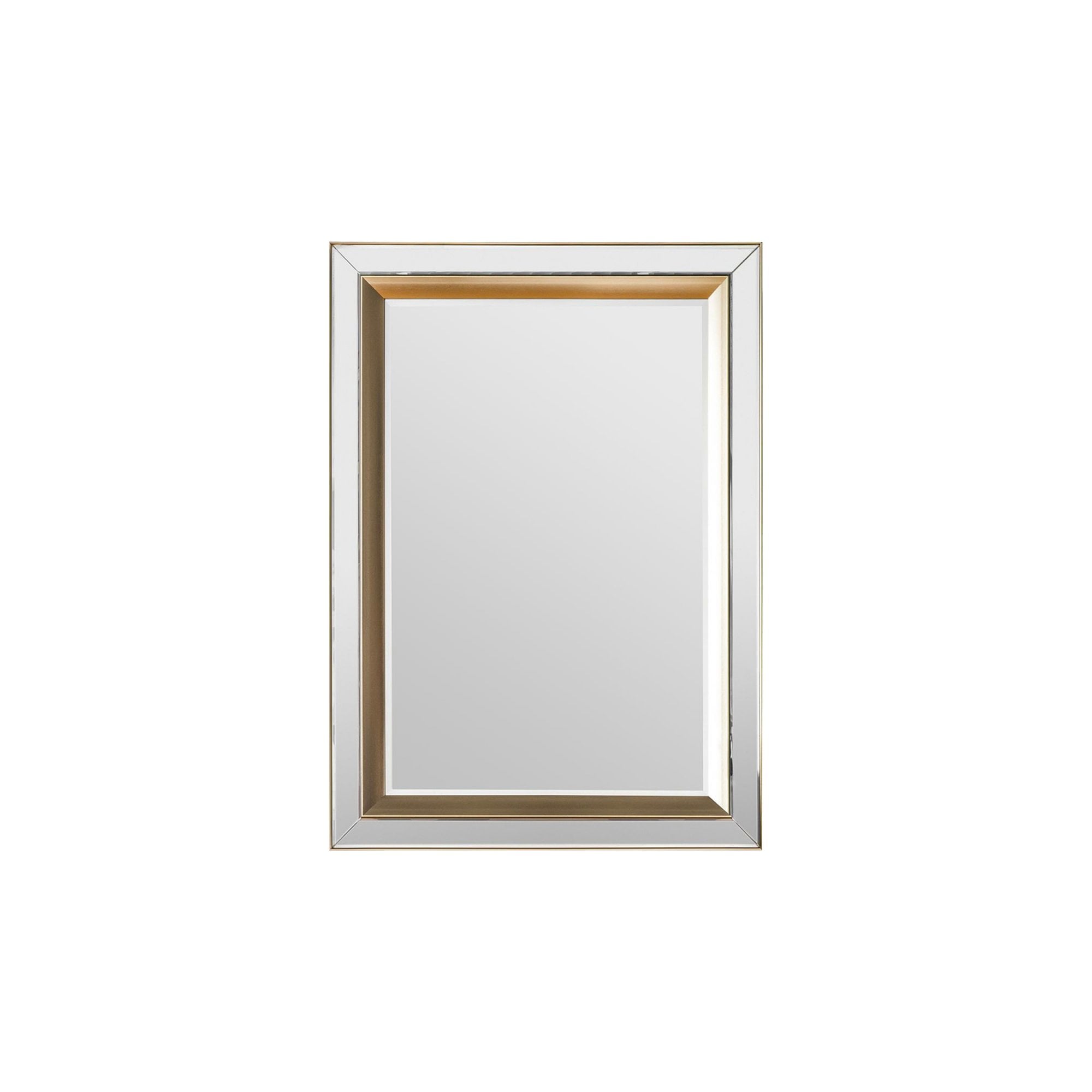 Mura Wharf Bevelled Edge Medium Rectangle Wall Mirror - Brushed Gold