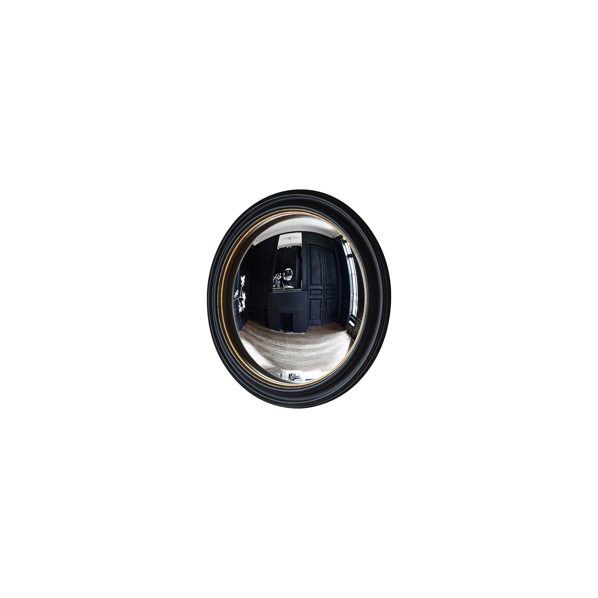Mura Sussex Medium Round Convex Wall Mirror - Matt Black