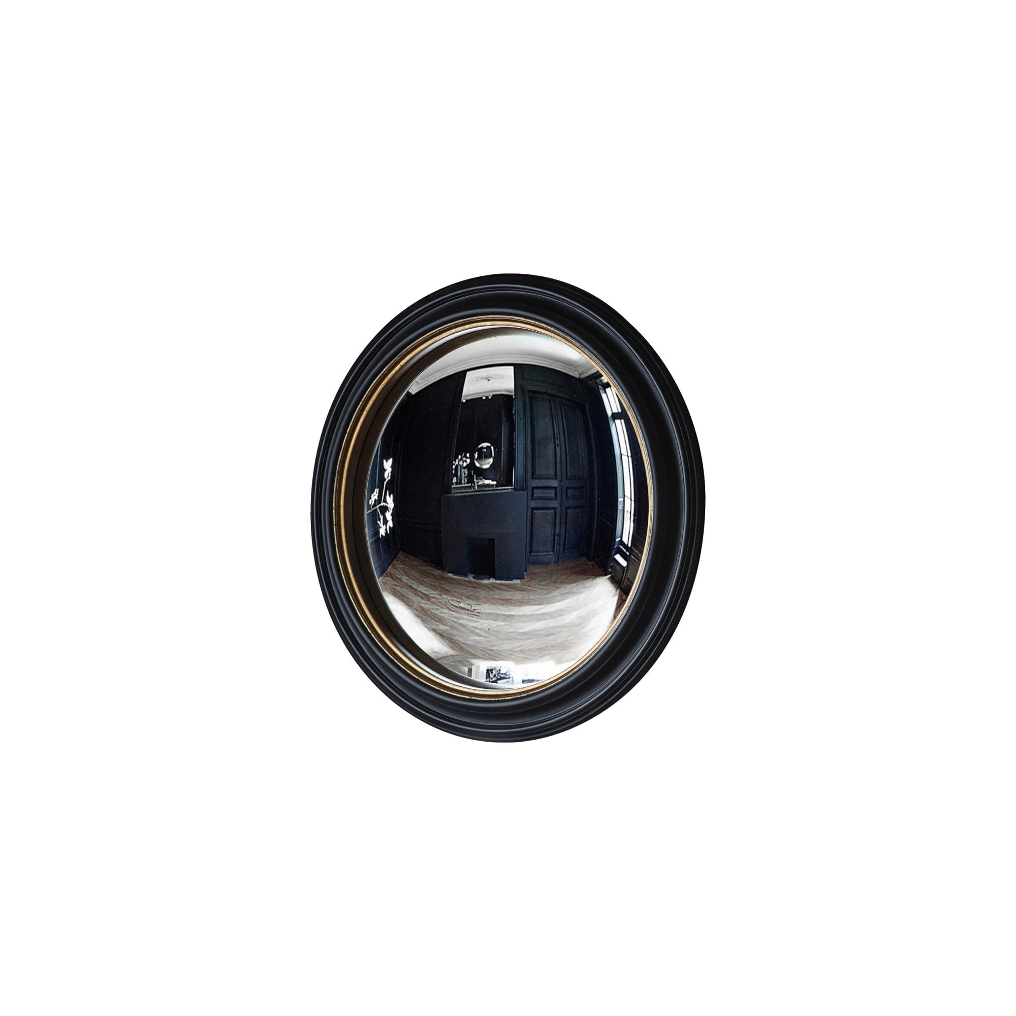 Mura Sussex Large Round Convex Wall Mirror - Matt Black