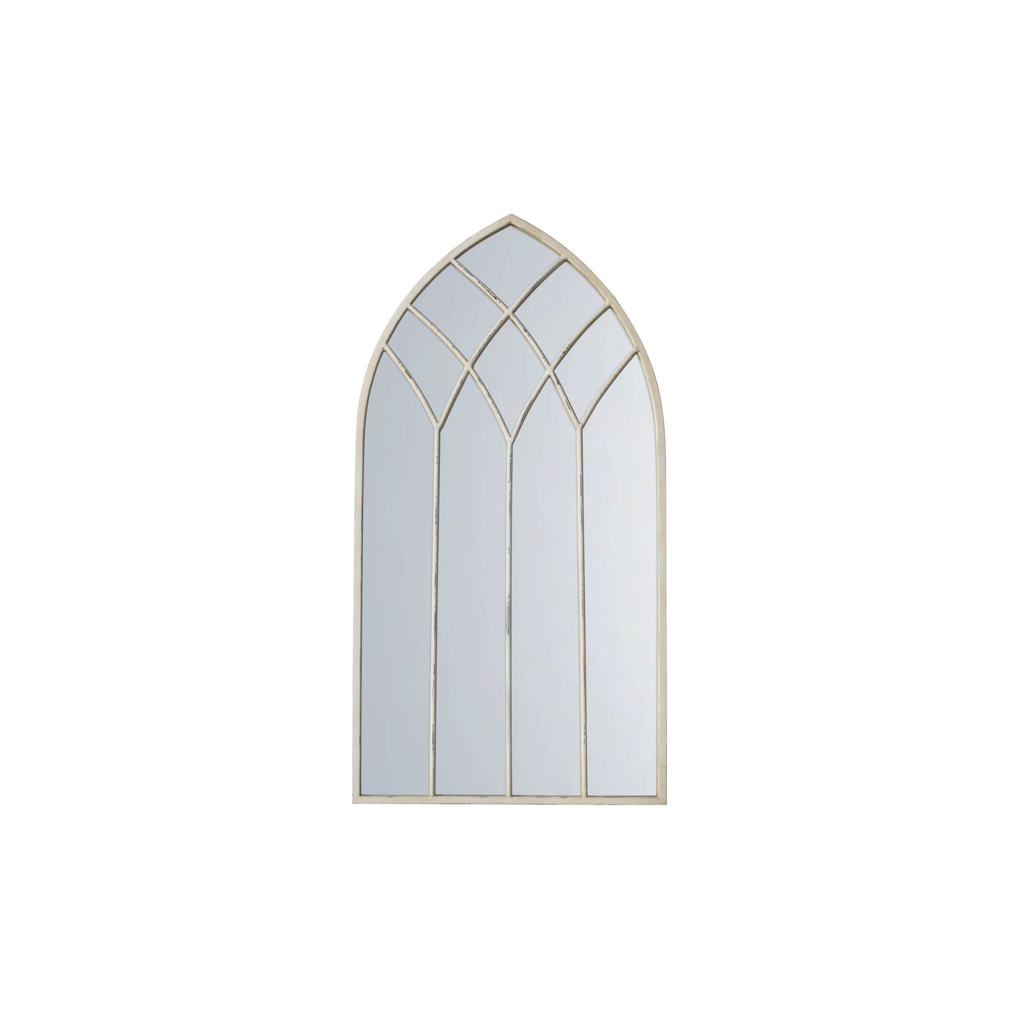 Mura Clarence Arch Window Wall Mirror - French White
