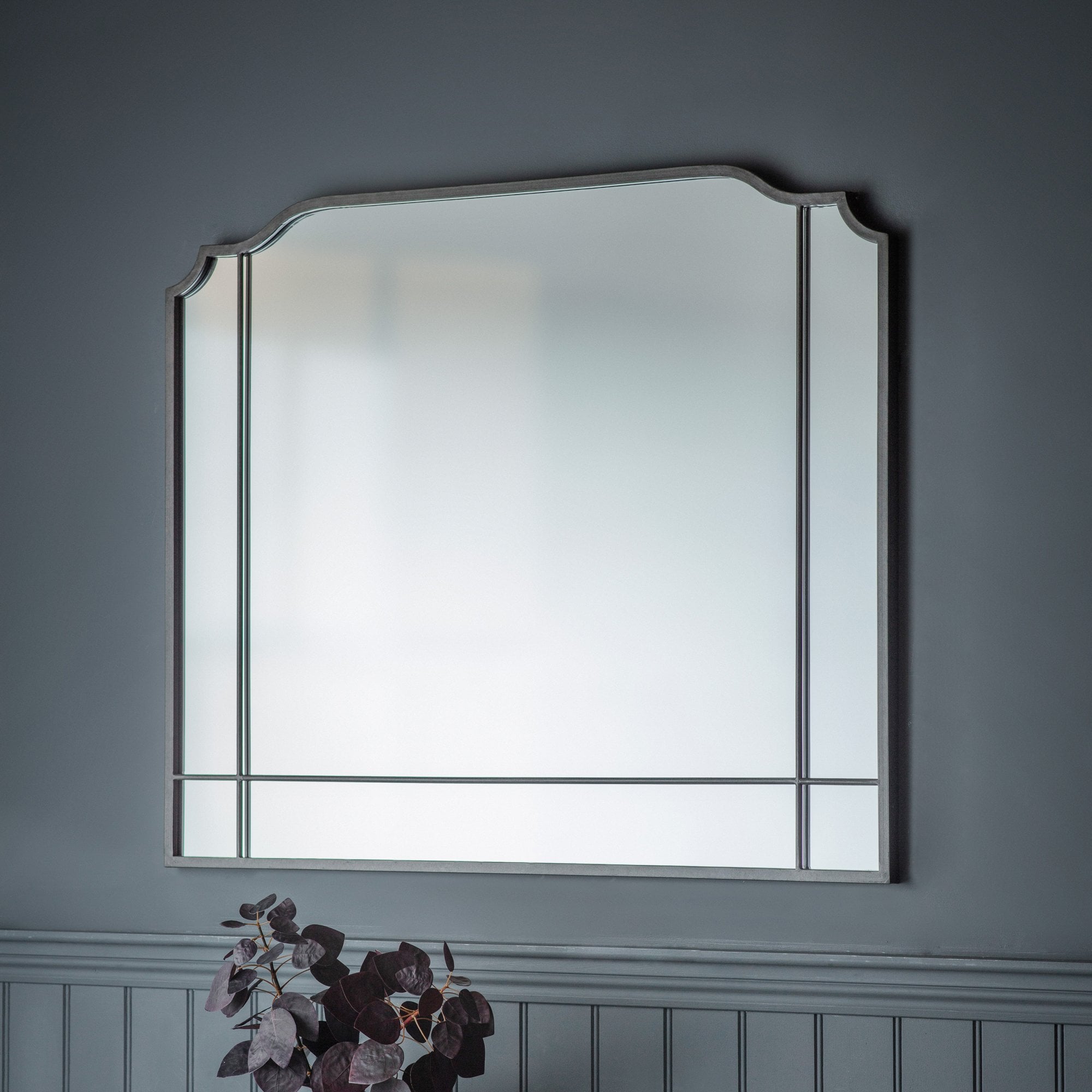 Mura Rundle Rectangle Wall Mirror - Matt Charcoal