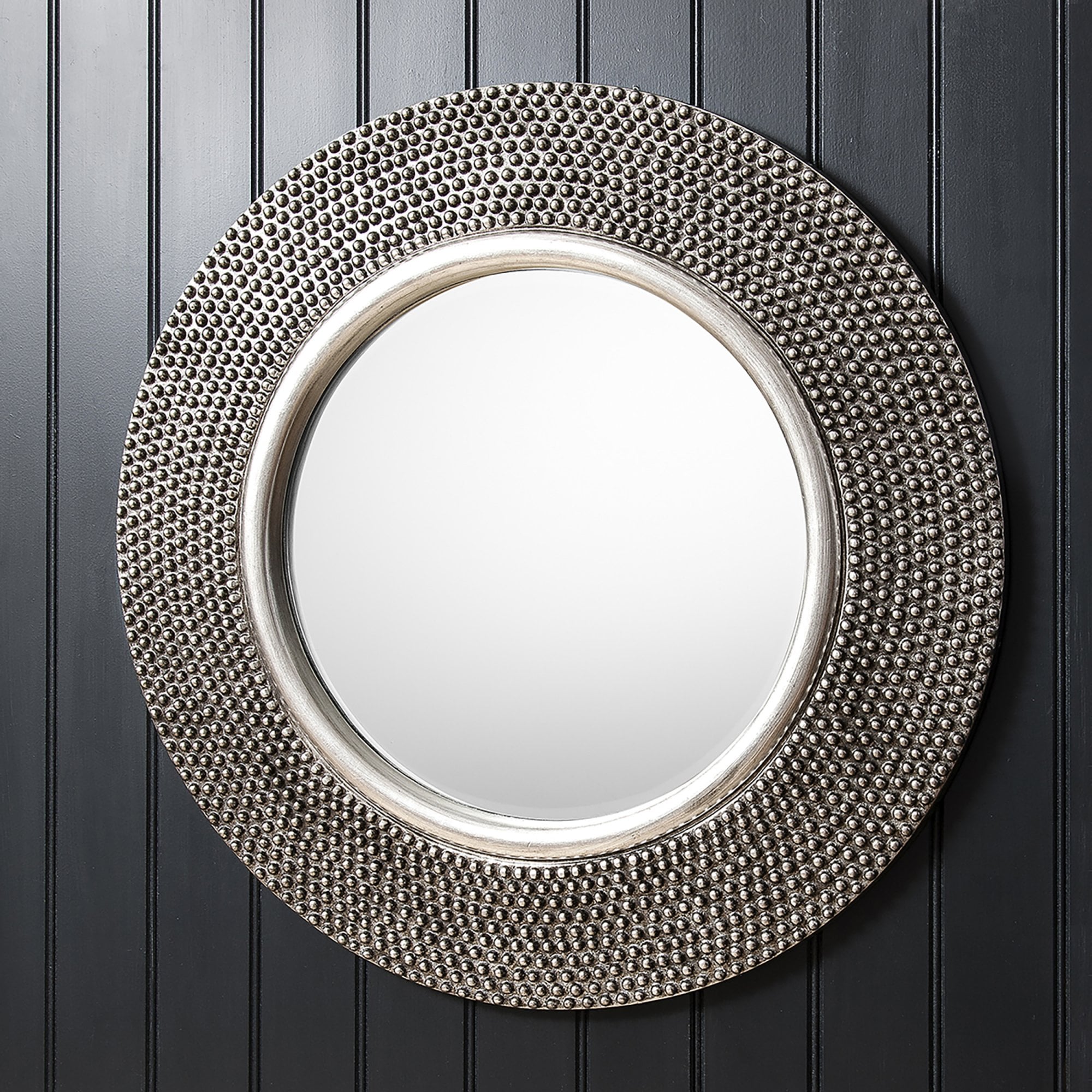 Mura Chapel Round Wall Mirror - Aged Pewter