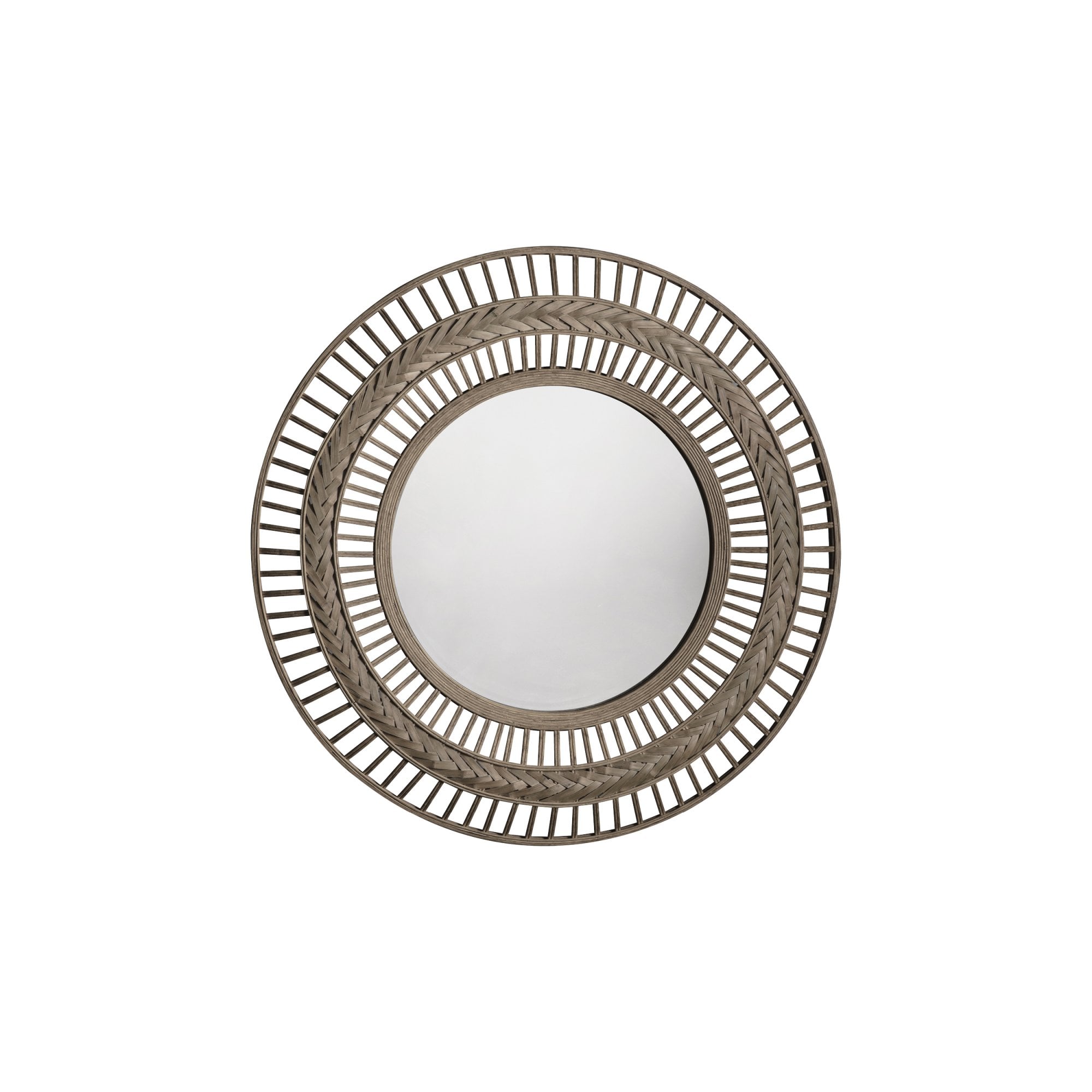 Mura Kilda Round Wall Mirror - Grey Stained Bamboo