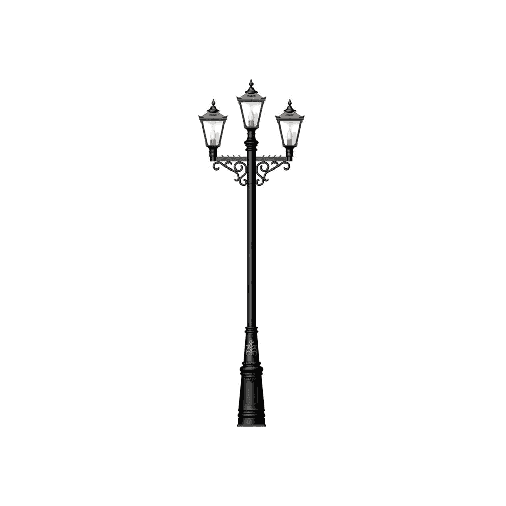 Harte Victorian Style Large 3.5m Triple Headed Lamp Post - Cast Iron