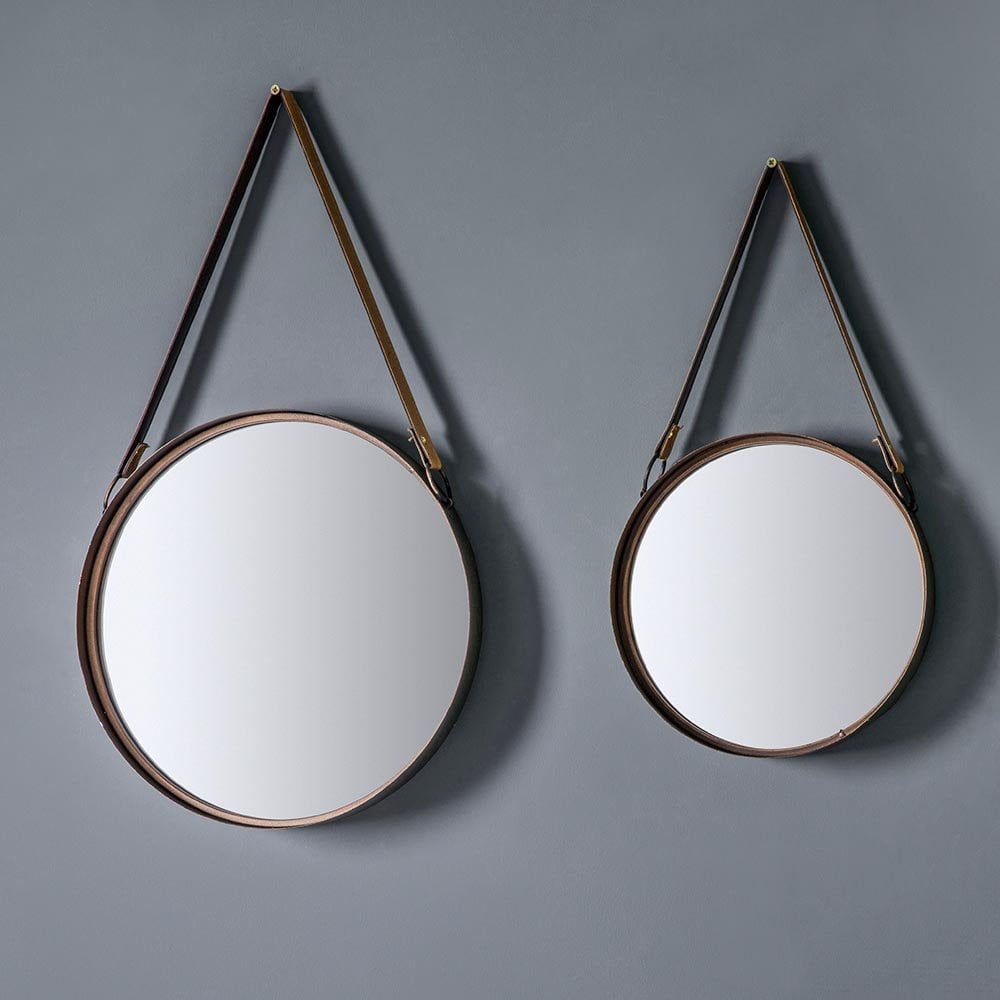 Mura Roma Set Of 2 Round Wall Mirrors - Aged Bronze