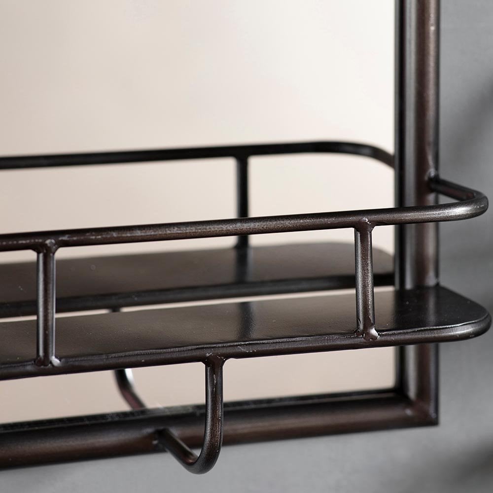 Mura Tank Rectangle Wall Mirror With Shelf - Rustic Bronze