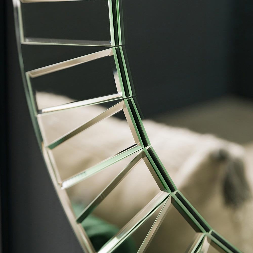 Mura Stanley Round Wall Mirror - Mirrored Frame Mosaic Frame