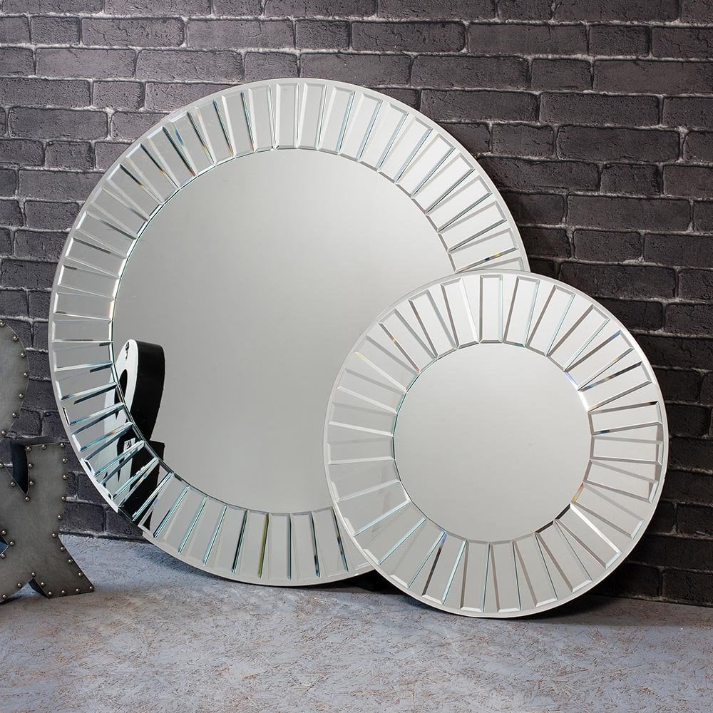 Mura Stanley Round Wall Mirror - Mirrored Frame Mosaic Frame