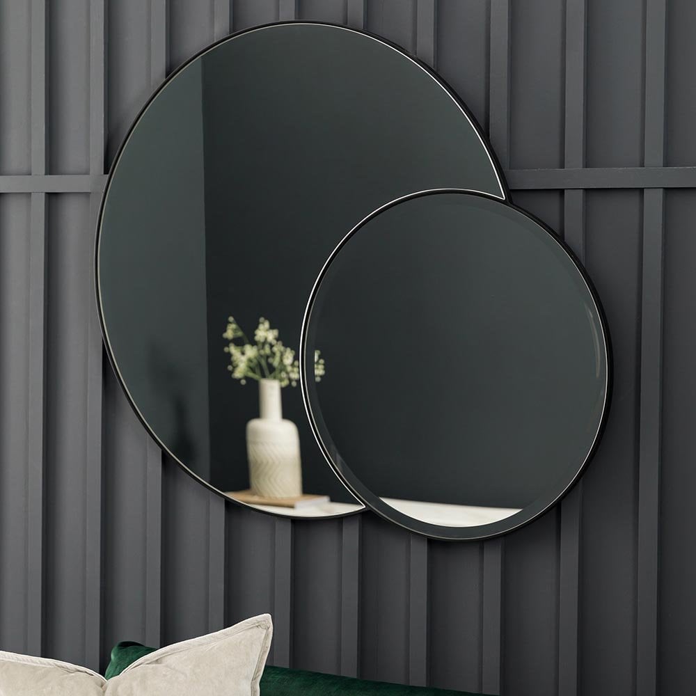 Mura Cordelia Interlocking Round Wall Mirror - Matt Black