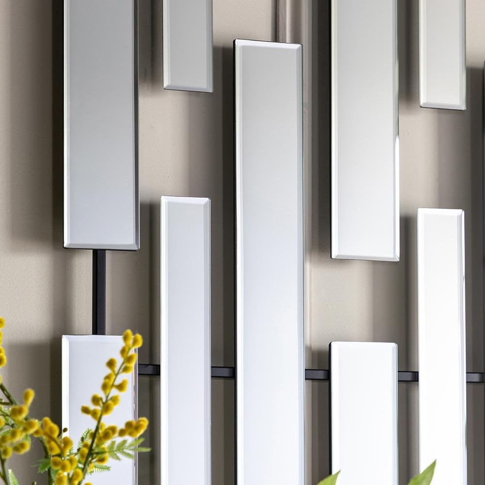 Mura Tribune Panel Rectangle Wall Mirror - Black