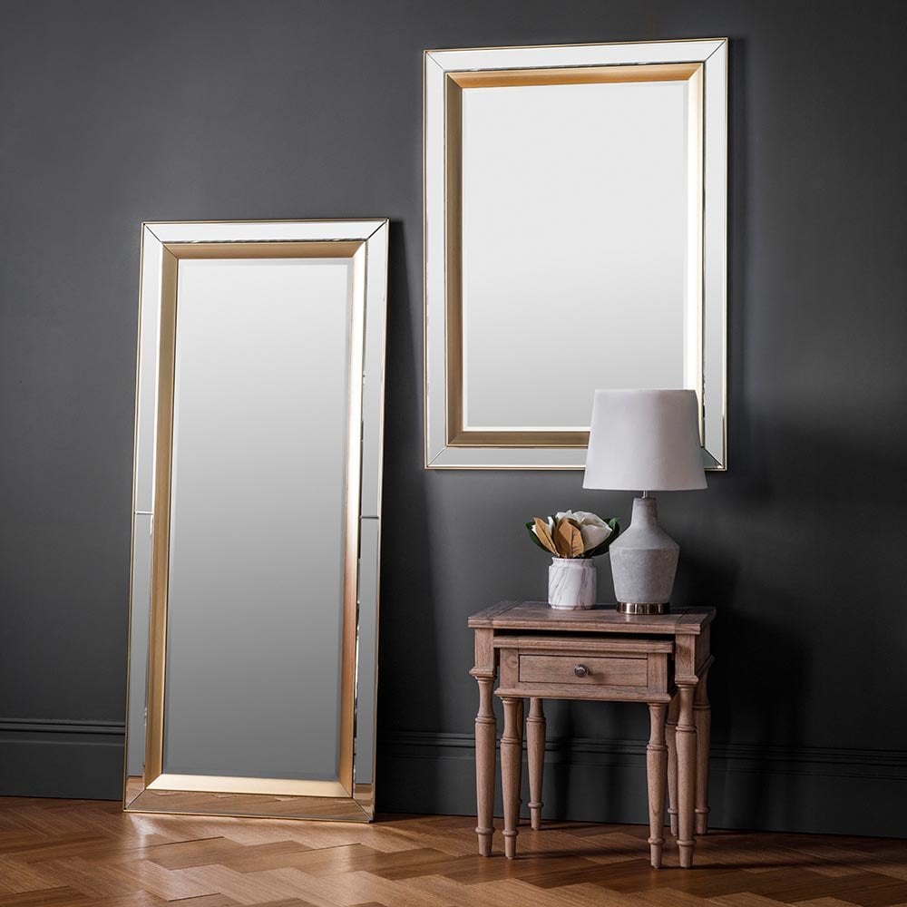 Mura Wharf Bevelled Edge Full Length Leaner Mirror - Brushed Gold
