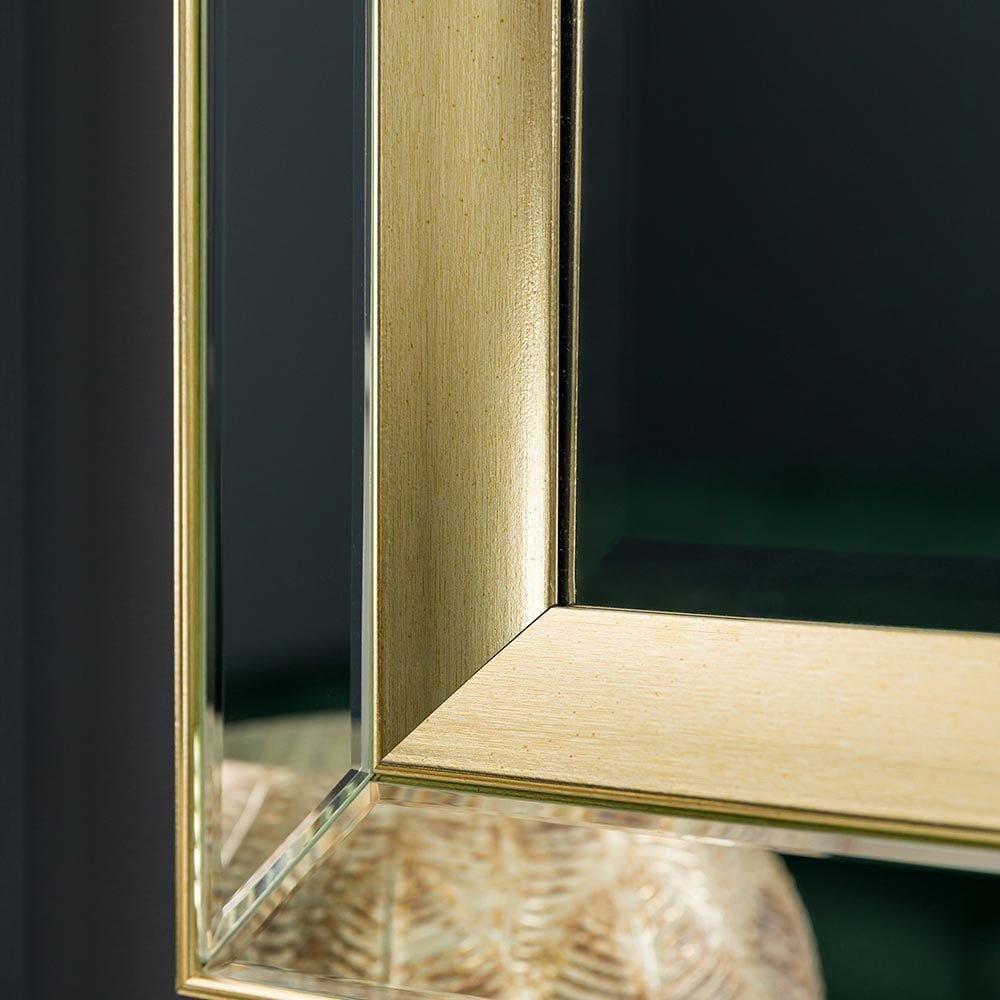 Mura Wharf Bevelled Edge Medium Rectangle Wall Mirror - Brushed Gold